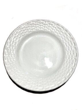 Tienshan White Wicker 7-3/4” Porcelain Plate w Rim